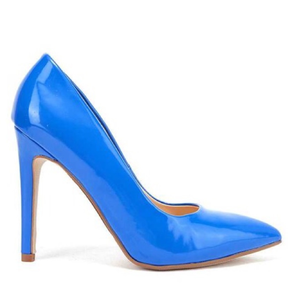 Delicious Neon Pink Patent Closed Toe Heeled Pump - Picture 2 of 2